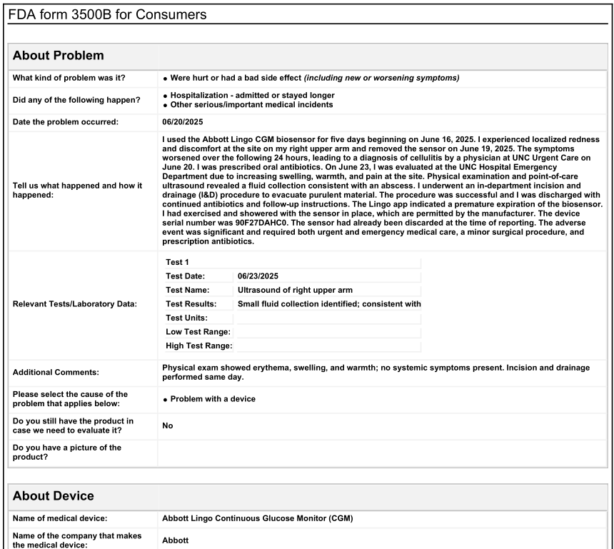 FDA Form 3500B Submission